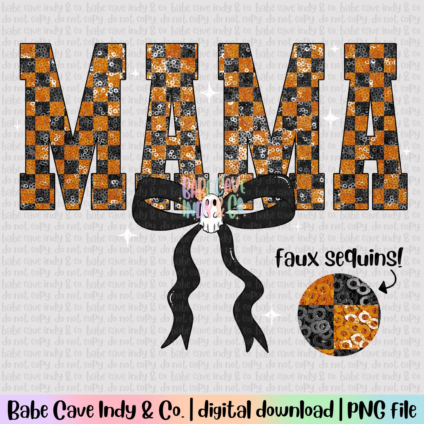 Spooky Faux Sequins Mama