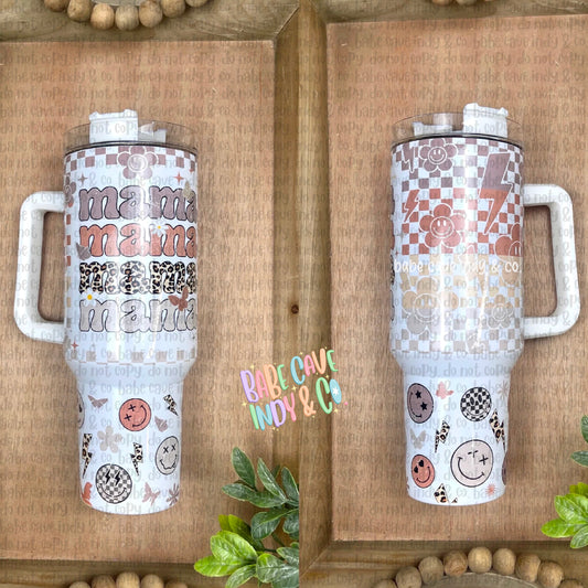 Neutral Retro Mama Tumbler