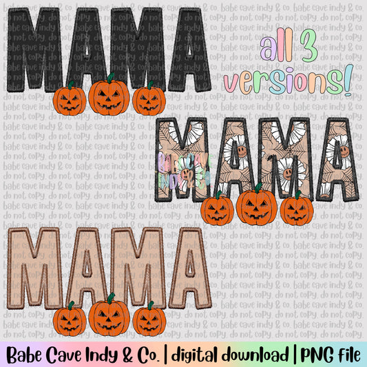 Halloween Mama Faux Embroidery - 3 pack